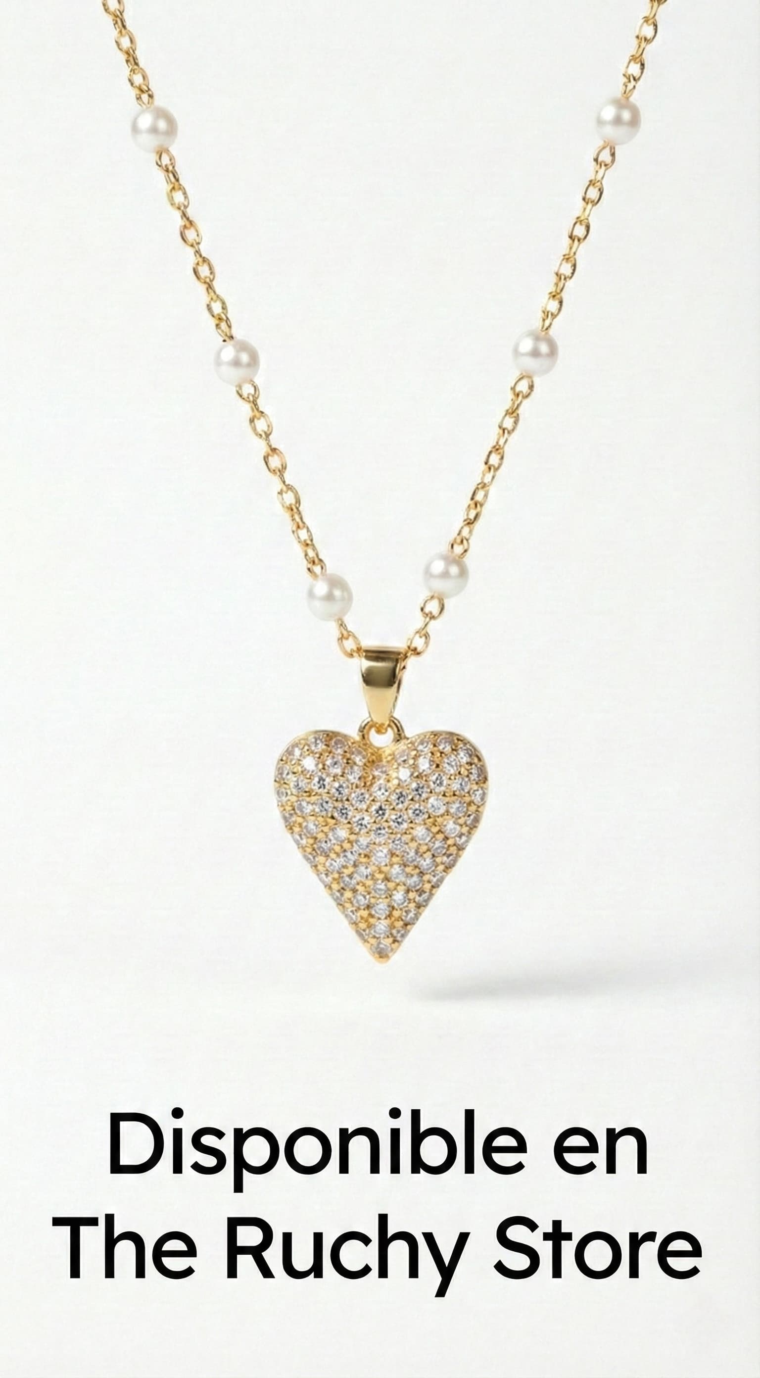 Collar Corazón Perlado Dorado